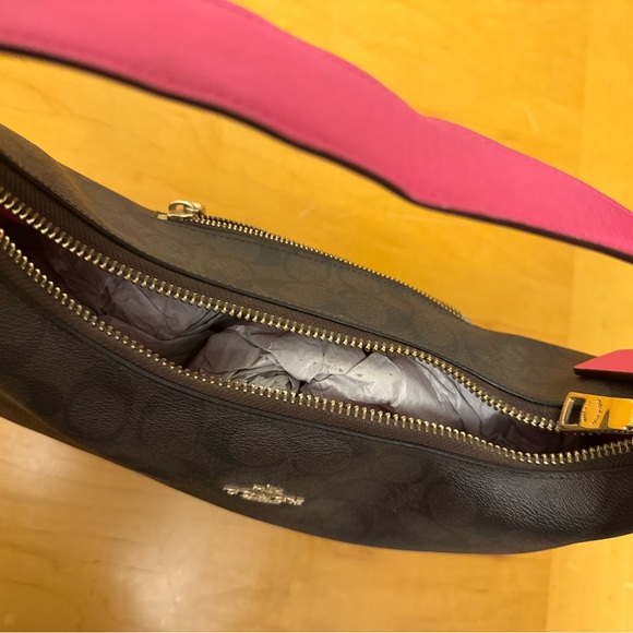 Coach Dark Brown and Pink Shoulder Bag